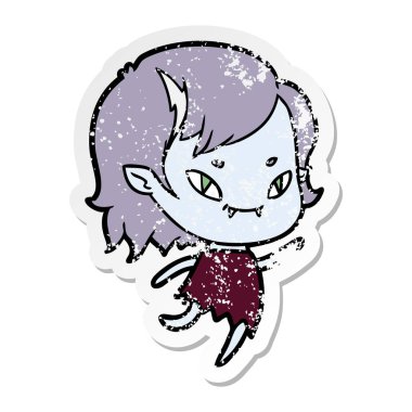 çalışan bir karikatür dostu vampir kızın sıkıntılı etiket