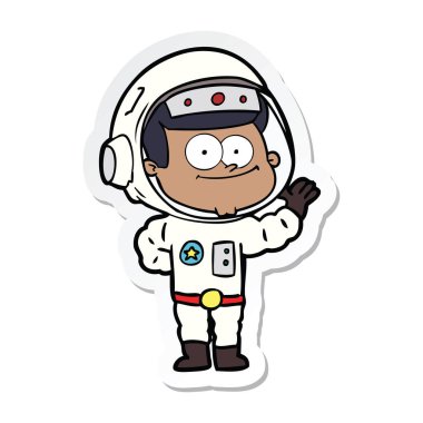 mutlu astronot çizgi film etiketi