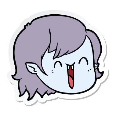 etiket bir karikatür vampir kız yüz