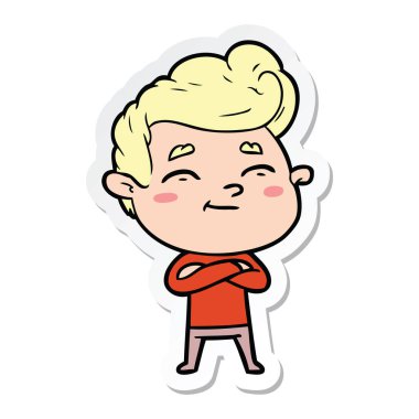 bir mutlu çizgi film adamın etiket