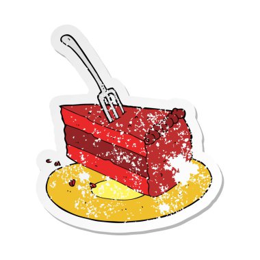 bir çizgi film pasta Retro sıkıntılı etiket 