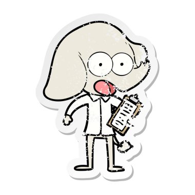 sevimli çizgi fil sıkıntılı etiket