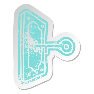 bir kapı kolu, sıkıntılı eski çizgi film etiketi