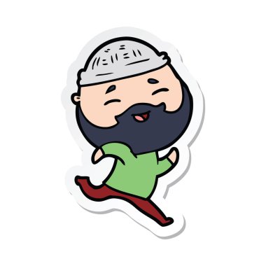 etiket karikatür mutlu bir sakallı adamın