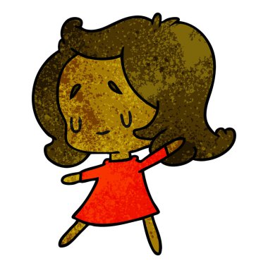 bir şirin kawaii kız dokulu karikatür çizimi