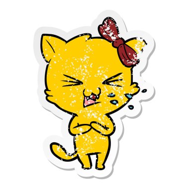 bir karikatür kedi sıkıntılı etiket