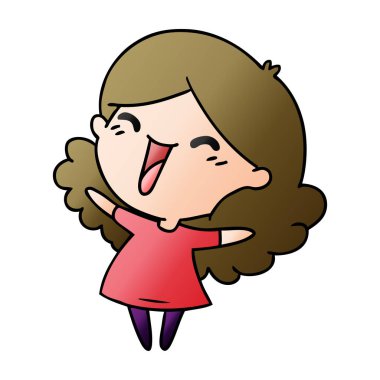 şirin kawaii kızın degrade çizgi film