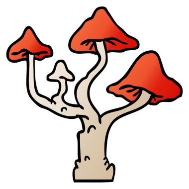 mantar büyüyen çizilmiş degrade çizgi film doodle el