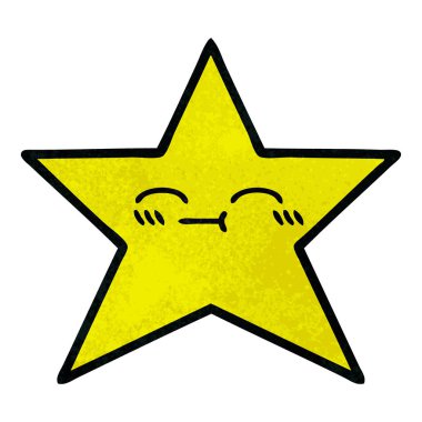 Retro grunge doku karikatür altın yıldız