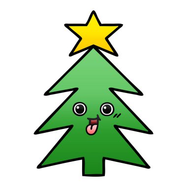 Degrade gölgeli karikatür Noel ağacı