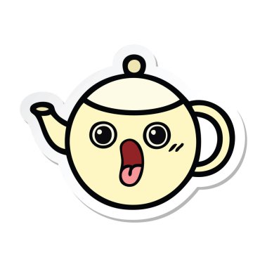 sevimli çizgi çaydanlık etiket