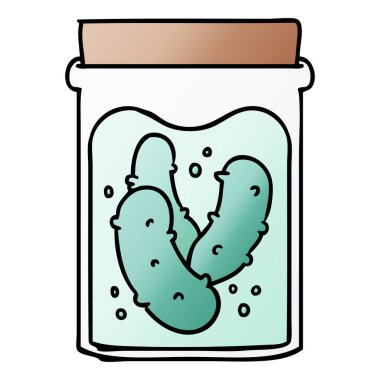 elle çizilmiş degrade çizgi film doodle kavanoz salatalık turşusu