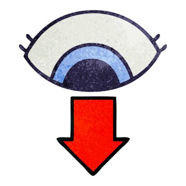 retro grunge doku çizgi film göz aşağı dönük