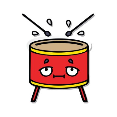 sevimli çizgi davul etiket