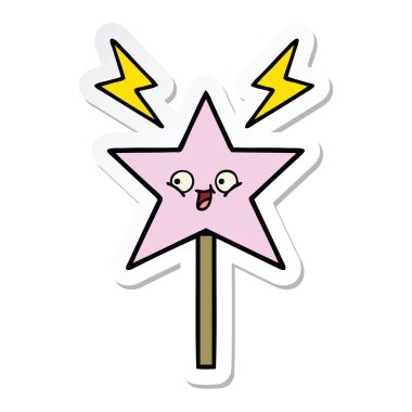 sevimli çizgi sihirli bir değnek etiket