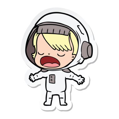 bir çizgi film konuşan astronotun etiket