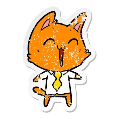 bir mutlu karikatür kedi sıkıntılı etiket