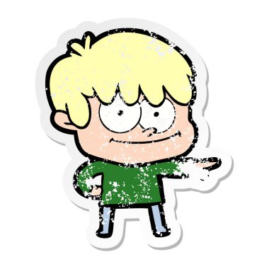 bir mutlu çizgi film adamın sıkıntılı etiket