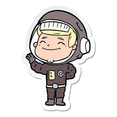 mutlu karikatür astronotun etiket