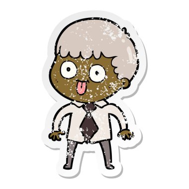 dik bir çizgi film adamın sıkıntılı etiket