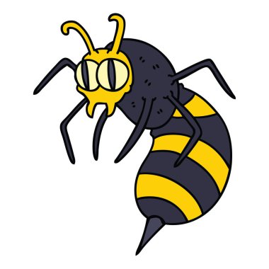 ilginç el çizilmiş karikatür yaban arısı