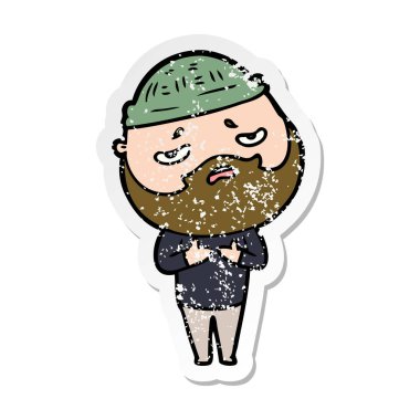 sakallı bir karikatür sıkıntılı etiket endişeli