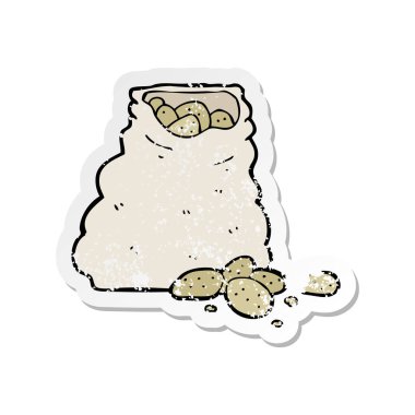 patates karikatür çuvalı Retro sıkıntılı etiket