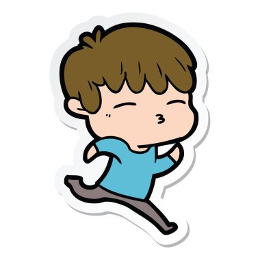 çizgi film meraklı bir çocuk etiket