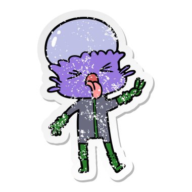 bir garip karikatür yabancı sıkıntılı etiket