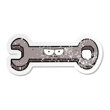 bir çizgi film somun anahtarı sıkıntılı etiket