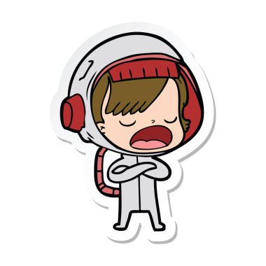 etiket açıklayan bir karikatür astronot kadının