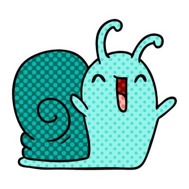 çizgi film kawaii mutlu sevimli salyangoz