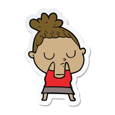 etiket bir çizgi film sakin kadın