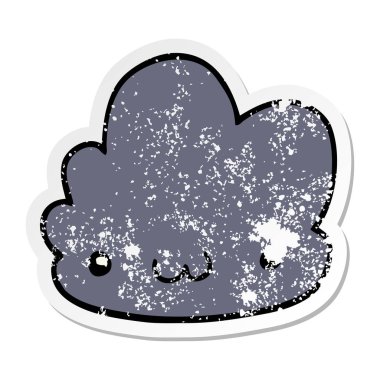 sevimli çizgi bulut sıkıntılı etiket