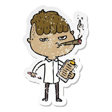 Sigara bir karikatür satıcı sıkıntılı etiket