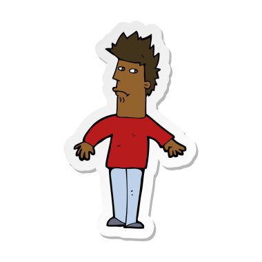 etiket bir karikatür adamım endişeli