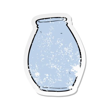 Retro sıkıntılı etiket bir karikatür vazo