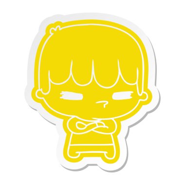 kawaii çocuk sevimli çizgi film etiketi