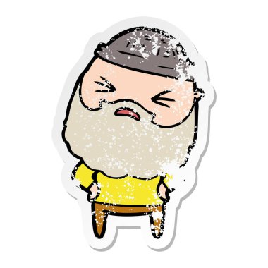 sakallı bir karikatür insanın sıkıntılı etiket