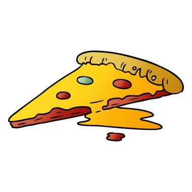 Degrade çizgi film doodle pizza bir dilim