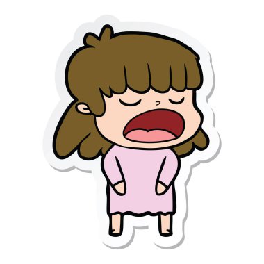 yüksek sesle konuşuyor karikatür kadın etiketi