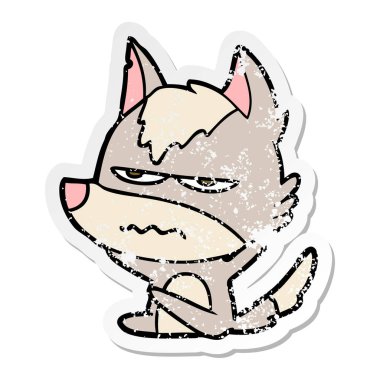 bir karikatür rahatsız kurt sıkıntılı etiket