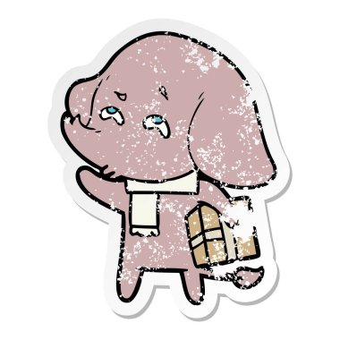 sıkıntılı etiket hediye hatırlama ile bir çizgi fil