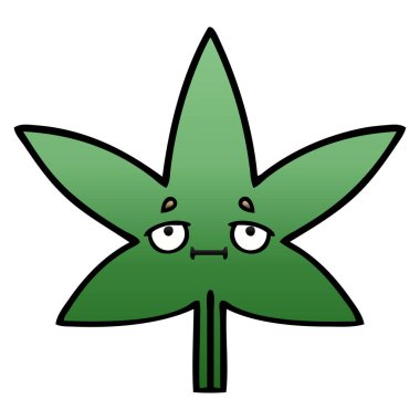 Degrade gölgeli karikatür marihuana yaprağı