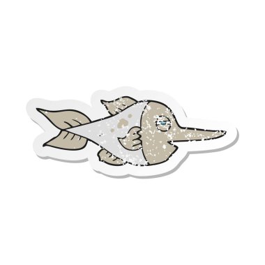 bir çizgi film Kılıçbalığı Retro sıkıntılı etiket