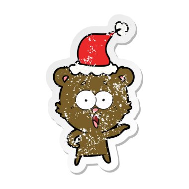 oyuncak ayı gülüyor etiket karikatür giyen San sıkıntılı