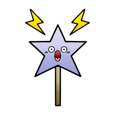 Degrade gölgeli çizgi film sihirli değnek