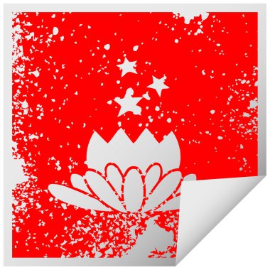 sıkıntılı kare etiketi simgesi çiçek peeling