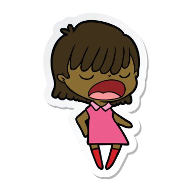 yüksek sesle konuşuyor karikatür kadın etiketi