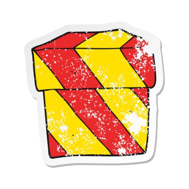 bir karikatür hediye kutusu Retro sıkıntılı etiket